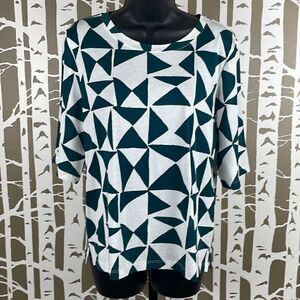 Ann Taylor LOFT Geometric Print Chiffon Sleeve T-Shirt M NEW